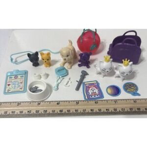 Barbie Pets Animals Kittens Dog Pet Carrier Vet Doctor DogDish Fish Brush LOT